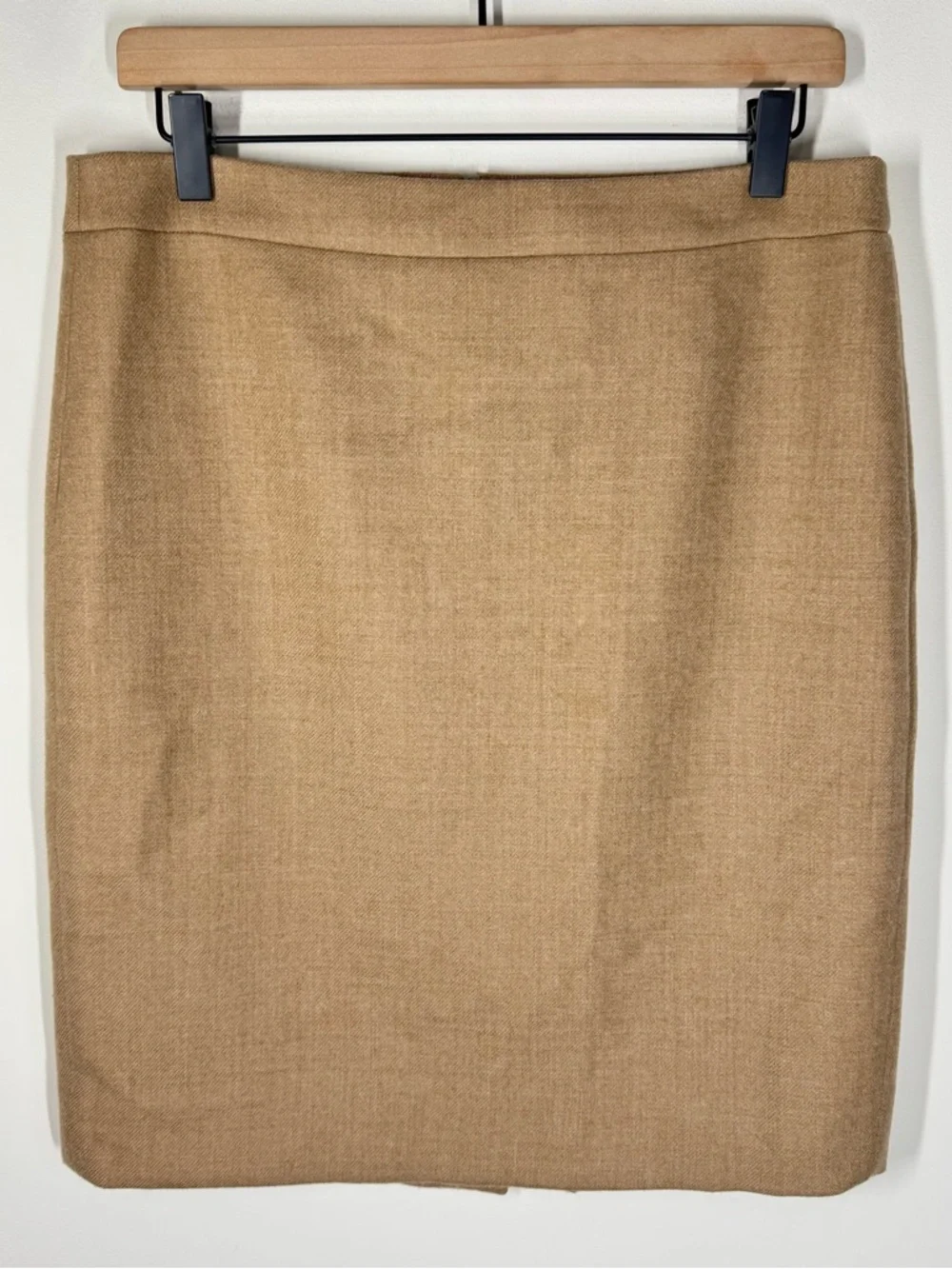 J Crew No 2 Pencil Skirt Sz 8 Camel 100% Wool Old Money Quiet Luxury Preppy CBK